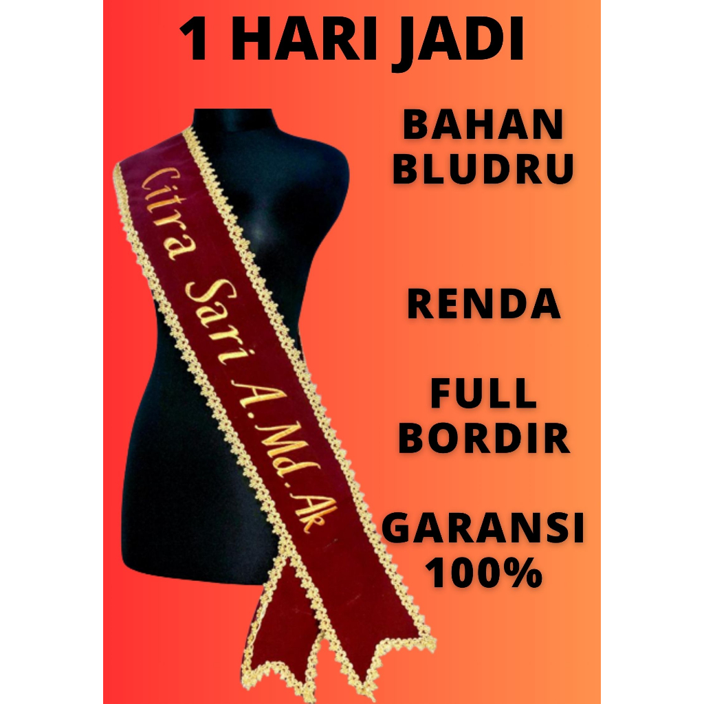 Selempang Wisuda Slempang Wisuda Bludru Renda Bordir Murah
