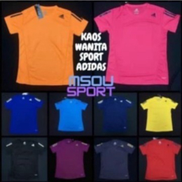 Unik kaos gym wanita senam erobik cewe adidas murah - Orange XL Berkualitas