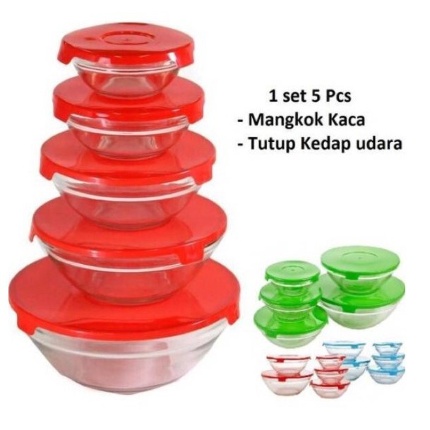 Mangkok kaca 5set susun beranak bowl set