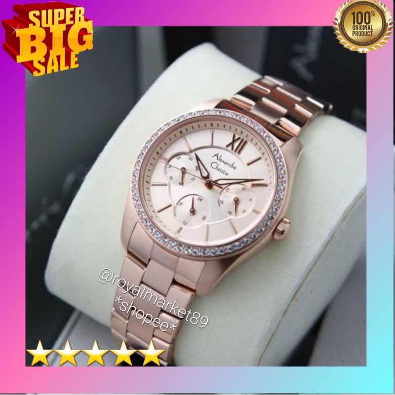 [PILIHAN WARNA LAIN GESER FOTONYA] ORIGINAL JAM TANGAN WANITA ALEXANDRE CHRISTIE ANALOG RANTAI STAIN