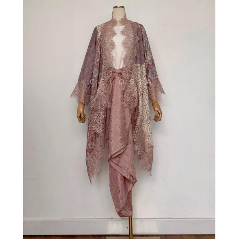 baju kondangan mauve renda brukat murah LS 427