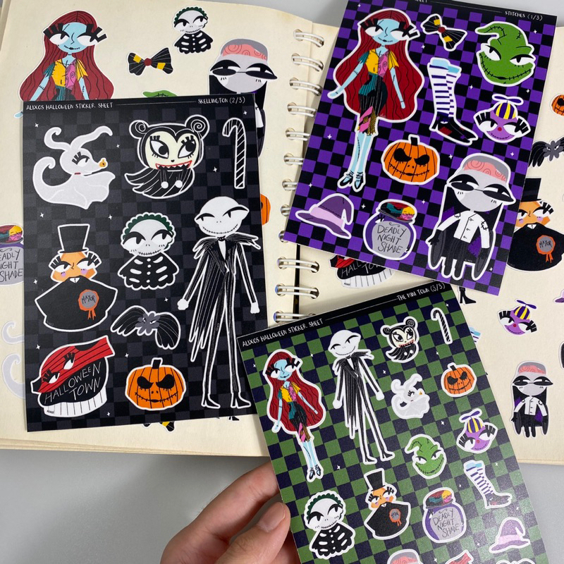 

A6 Vinyl Sticker Sheet Nightmare Before Christmas Halloween Town Fanart by Alixos Doff