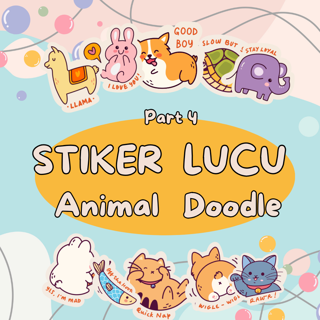

Stiker Anak Aesthetic Lucu Animal Doodle Part 4 Fancy Kartun Murah isi 40 pcs 10 varian