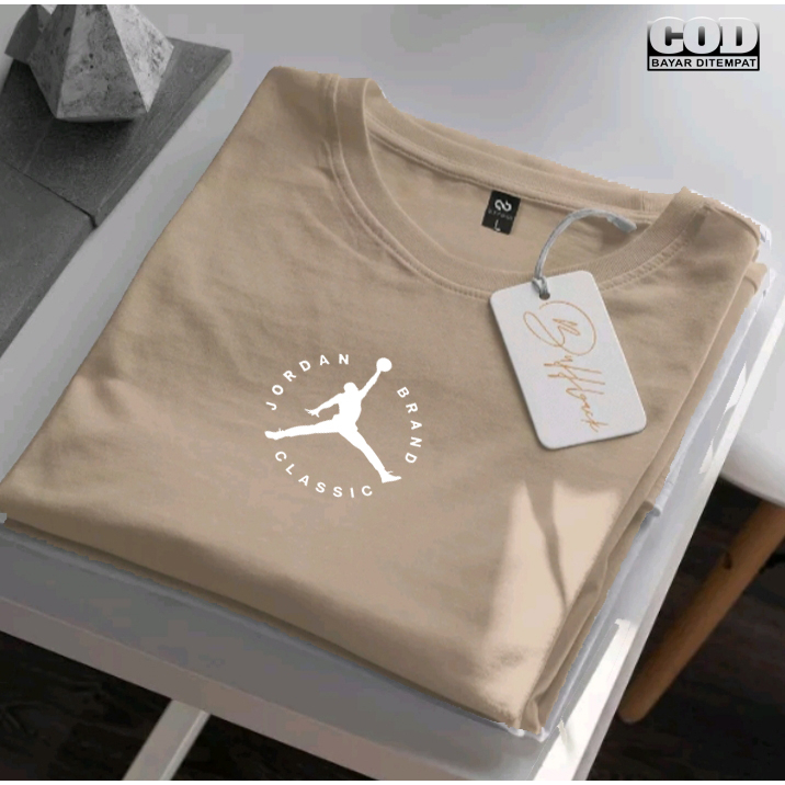 Baju Kaos Pria Wanita Lengan Pendek / Baju Kaos Logo Jordan Putih / Baju Kaos Distro Pria Cotton Com