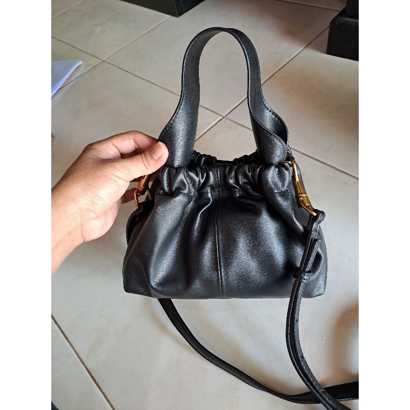 Charles & keith ally ruched slouchy bag auth