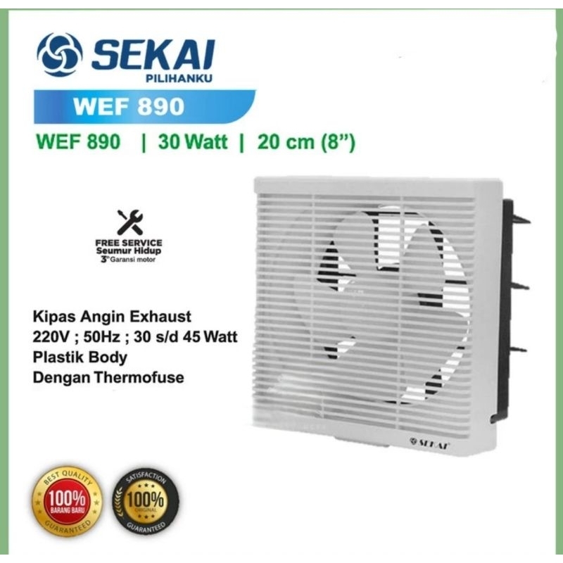 SEKAI Exhaust Fan Dinding 20 Cm 8 Inch WEF 890 Wall Heksos WEF890