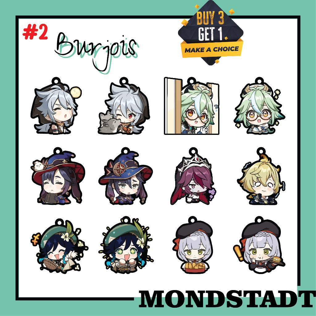 BURJOIS Mini Mondstadt Character #2 | Genshin Impact Merchandise | Gantungan Kunci Genshin Impact Ve