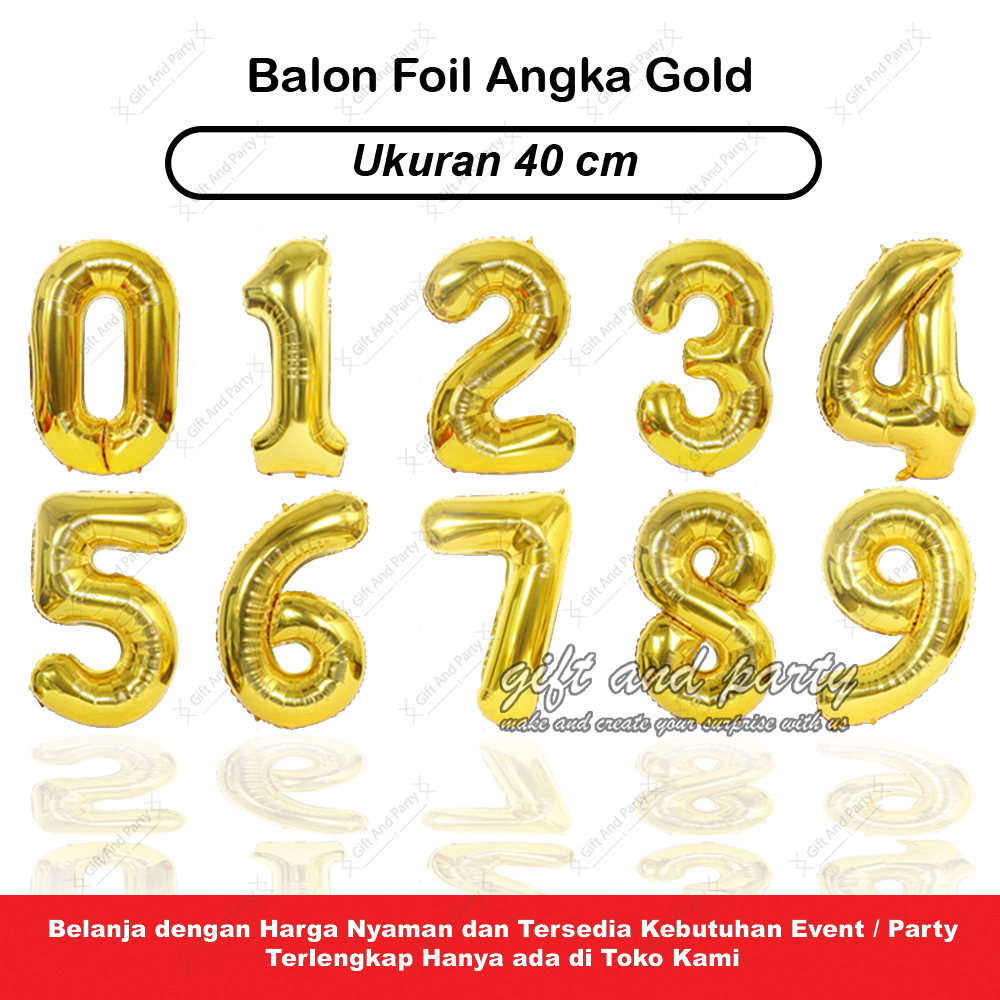 Balon Angka Gold / Balon Foil Angka / Balon Angka