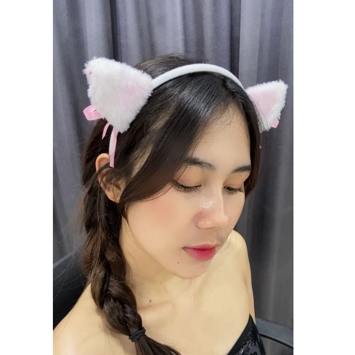 BAJUSOPAN.ID bando wanita kucing lonceng bulu cosplay anime