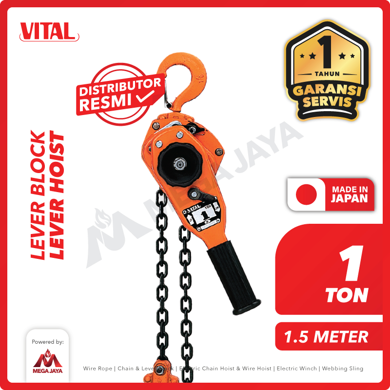 VITAL Lever Block / Lever Hoist 1 Ton x 1.5 Meter