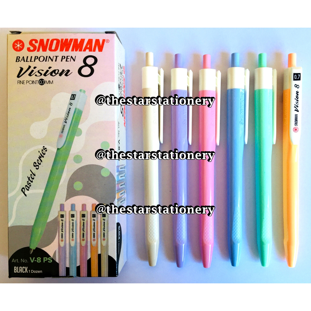 

(1 Biji) Pulpen Snowman V-8 Vision Fine Point 0.7mm Pastel Series / Ballpoint Snowman V8 / Bolpen Snowman V8 / Bolpoin Snowman V 8