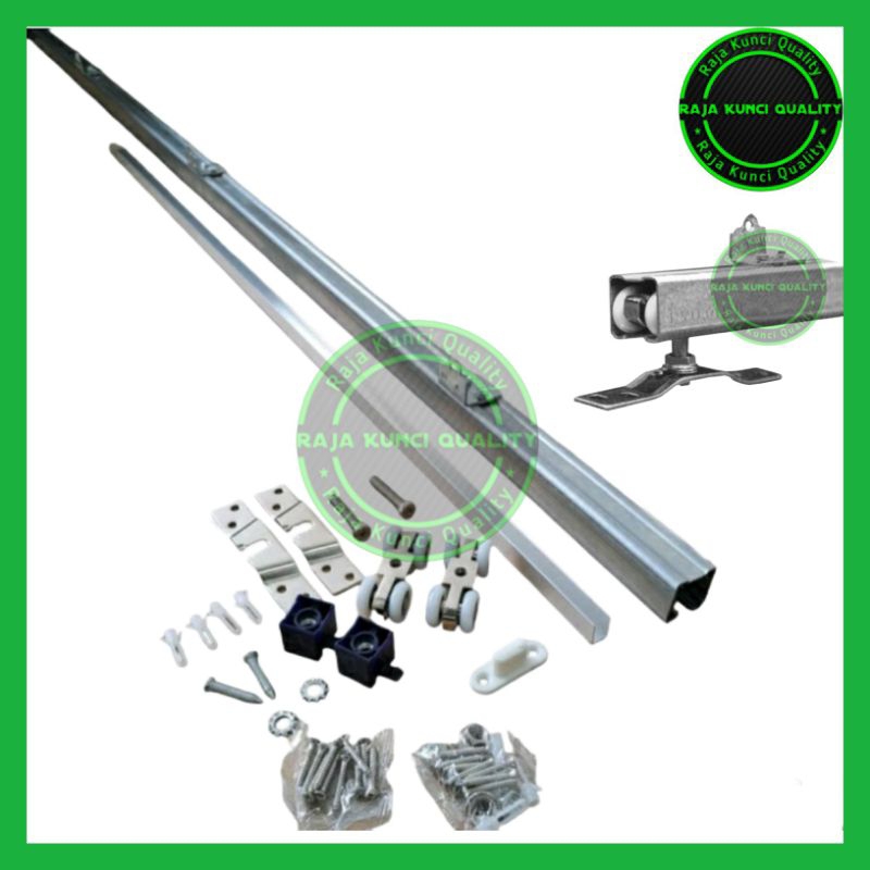 REL PINTU GESER GALVANIS(BESI) 240 CM/REL PINTU SLEDING/SLIDING LENGKAP RODA
