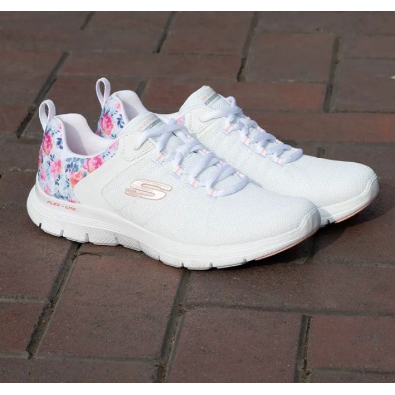 skechers flex lite memory foam white flower women SALE