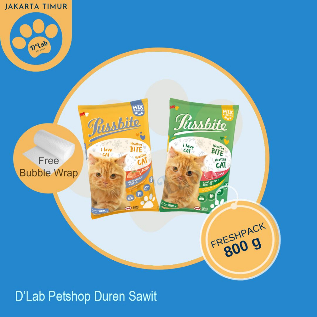 PUSSBITE 800g adult, 400g kitten makanan kucing - cat food