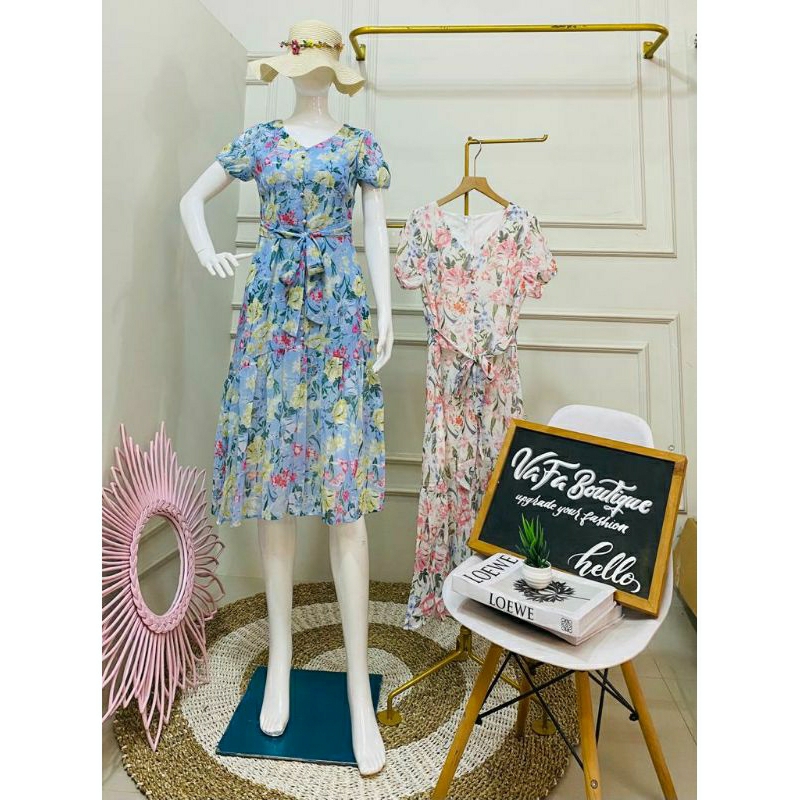 Dress motif bunga-bunga/dress motif/dress Kekinian