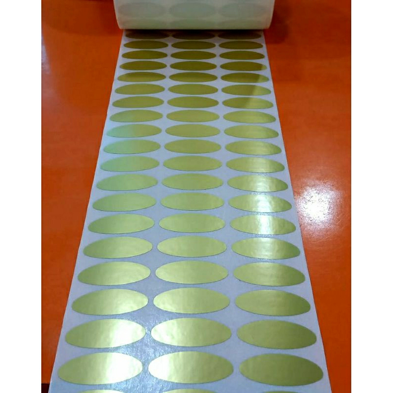

Stiker Label Nama Anti Air Name Sticker Waterproof Gold Matte Oval