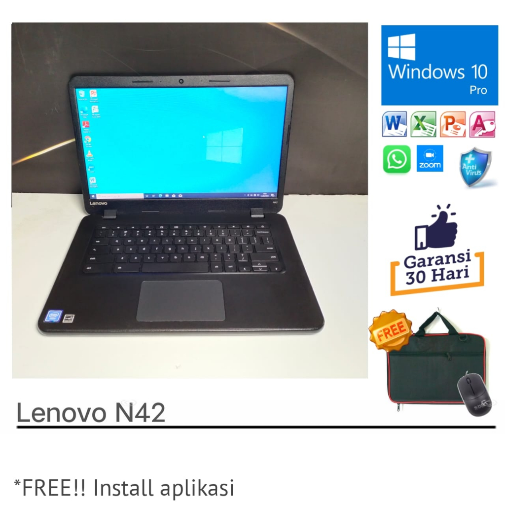 Laptop Lenovo N42 Intel Celeron N3060 RAM 4GB SSD 128GB - Windows 10 Pro