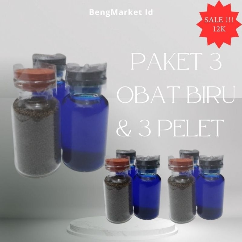 Paket Hemat Pelet dan Obat biru untuk ikan cupang