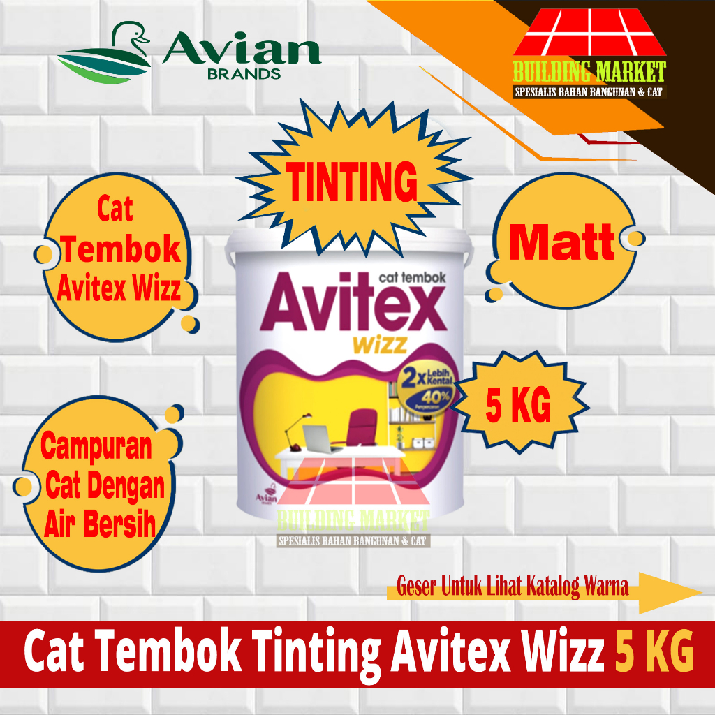 Cat Tembok Interior Tinting Avitex Wizz 5 KG Cat Dalam Avian Brands
