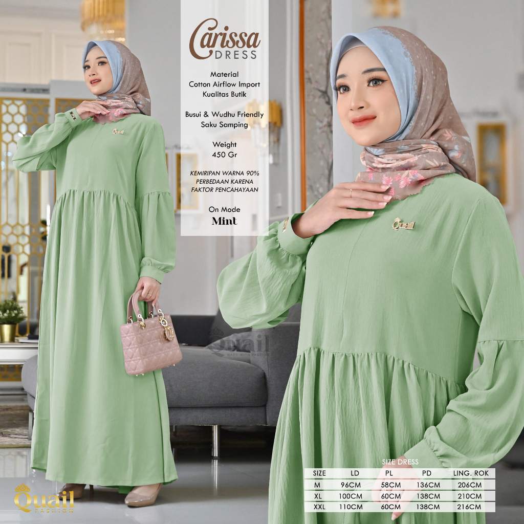 Quail Hijab - CARISSA EXCLUSIVE DRESS ORI QUAIL SCARLET AIRFLOW