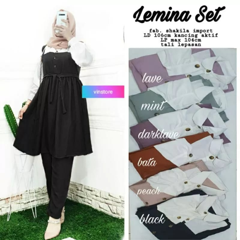 COD/SETELAN TUNIK LEMINA TERBARU/ONE SET SETELAN WANITATERBARU /SETELAN WANITA DEWASA BAHAN MOSREP