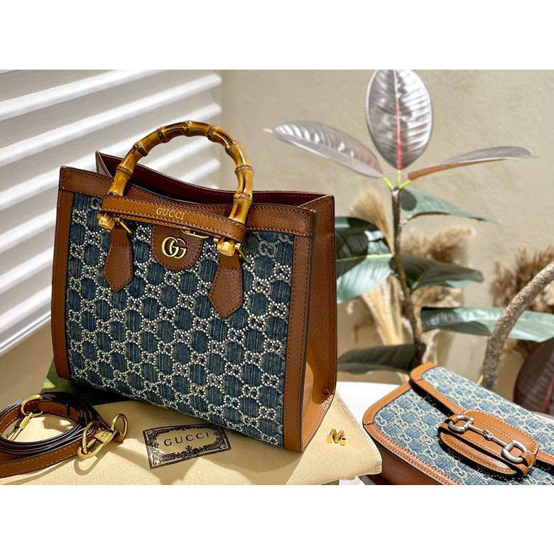 Gucci Limited Denim Sky Star Diana Bamboo Handbag