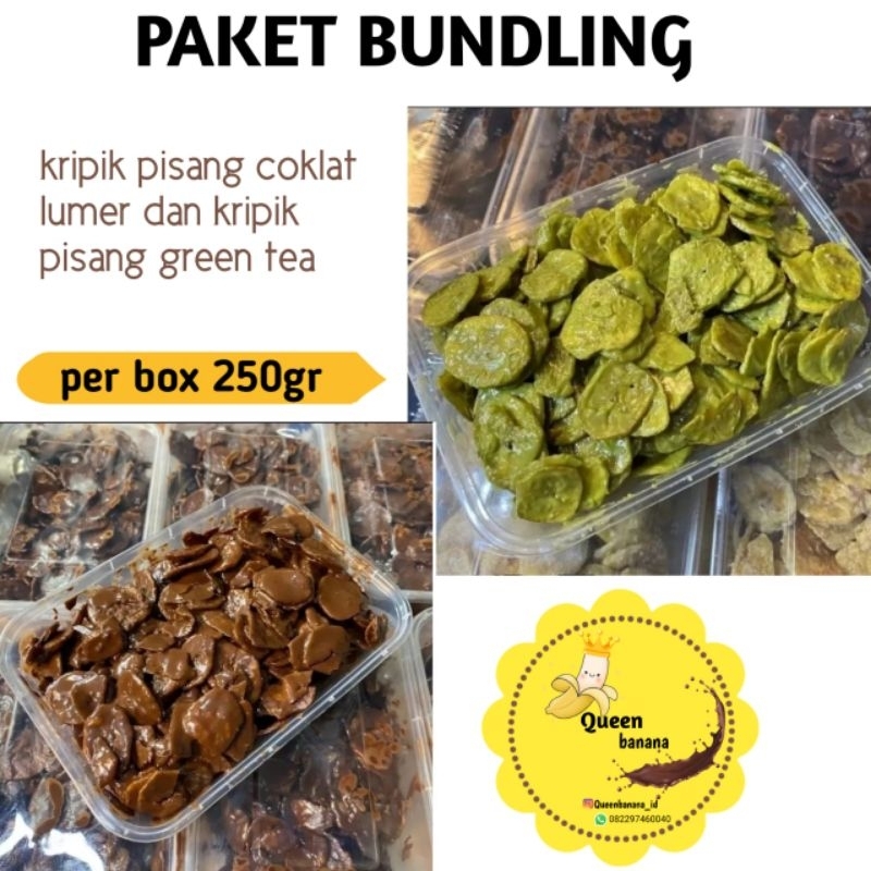 

Paket BUNDLING kripik pisang coklat dan green tea 2box 500grm/kripik pisang coklat/paket kripik pisang/kripik pisang green tea