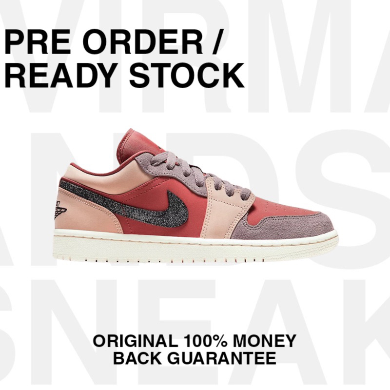 Nike Air Jordan 1 Low Canyon Rust Burgundy [ Womens ] Original 100% Sneakers Resmi