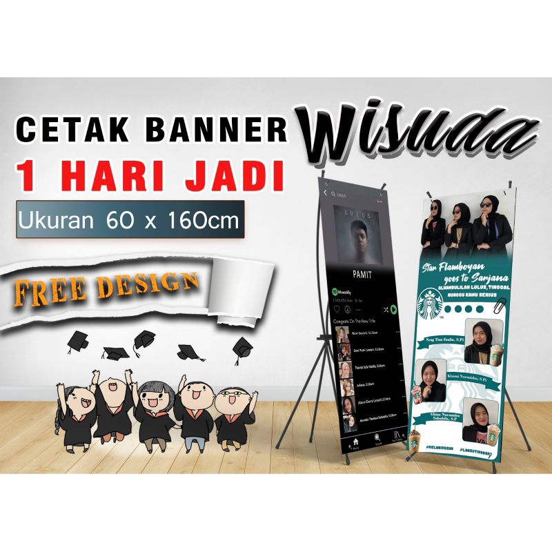 X Banner Wisuda Baner Wedding Baner Banner Ulang Tahun