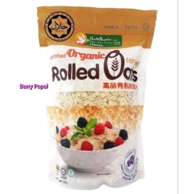 

Health Paradise Organic Rolled Oat 500gr, Oat Organic 500gr, exp 2025