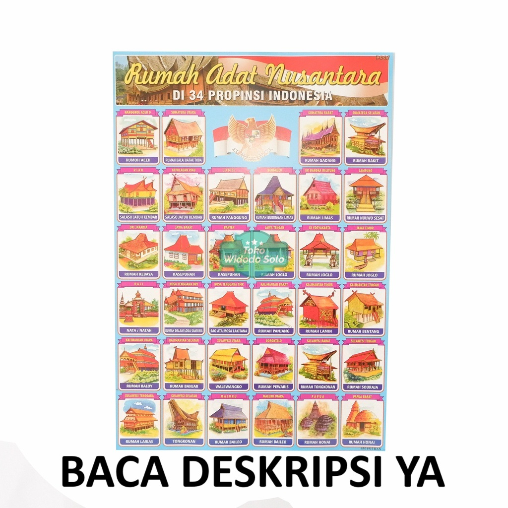

Poster Edukasi Belajar Anak Rumah Adat Nusantara 35x50cm - 1 Lembar