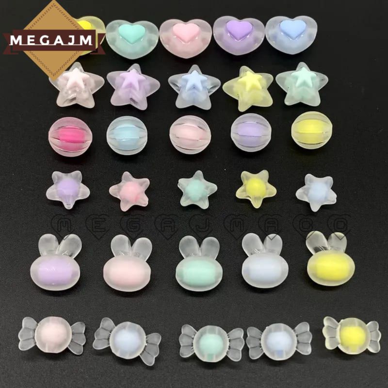 ( 50pcs ) Manik Manik Kristal Mote Bunga Love Manik Candy Lucu Import