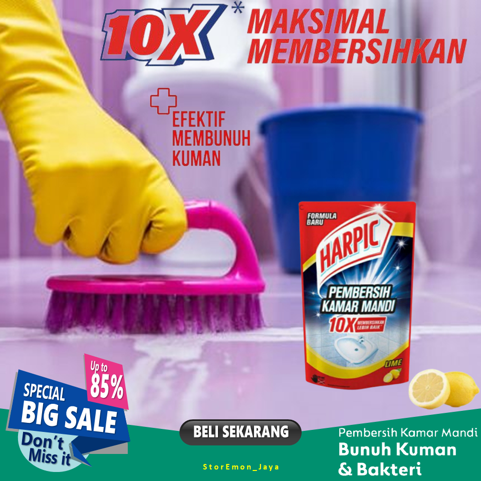 Pembersih Toilet Pembersih Kamar Mandi Harpic Lime 400ml Refill Ampuh Membersihkan Lantai Kamar Mand