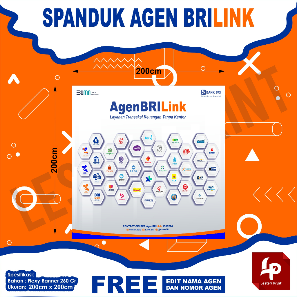 NEW DESAIN SPANDUK AGEN BRILINK 200 CM X 200 CM /  BANNER AGEN BRILINK / LESTARI PRINT