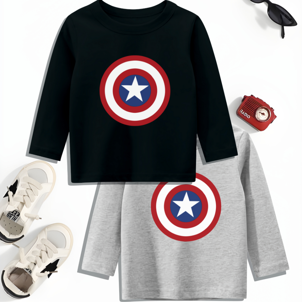 Baju Kaos Captain America Anak 1-12 Tahun Kaos Marvel Anak Laki Laki Kaos Import Anak Laki Laki Pere