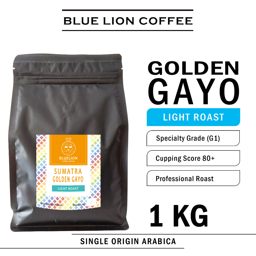 

Blue Lion Coffee Aceh Golden Gayo 1 KG Light Roast Single Origin Arabica Kopi Biji Bubuk