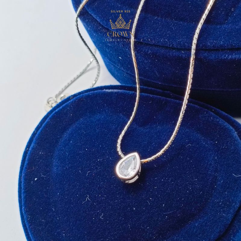 kalung silver925 perak asli model kalung casandra ukir liontin tetes air | perak asli | perak 925