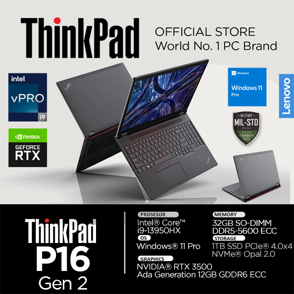 Lenovo Thinkpad P16 Gen 2 Workstation Core i9-13950HX RTX A3500 Quadro 32GB RAM 16 Inch WQXGA IPS