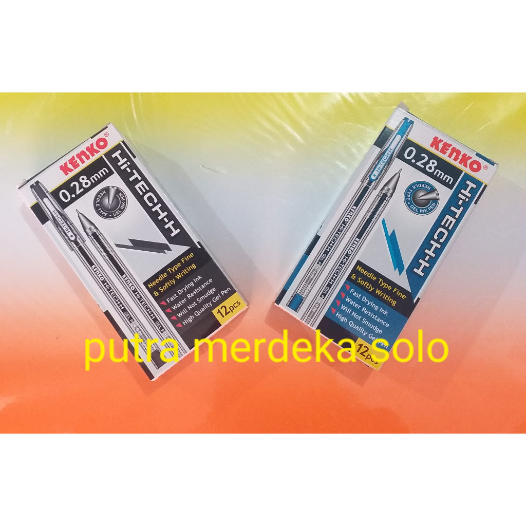 

Ballpoint, Bolpen, Pulpen Hitech Kenko Gel 0.28 / 0.4 Hitam / Biru