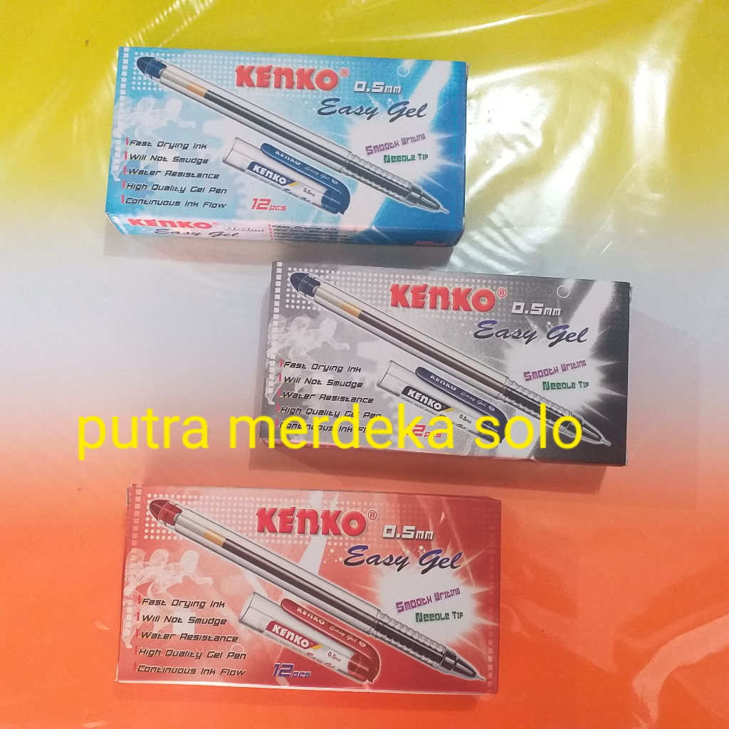 

Ballpoint, Bolpen, Pulpen Kenko Easy Gel Hitam / Biru / Merah
