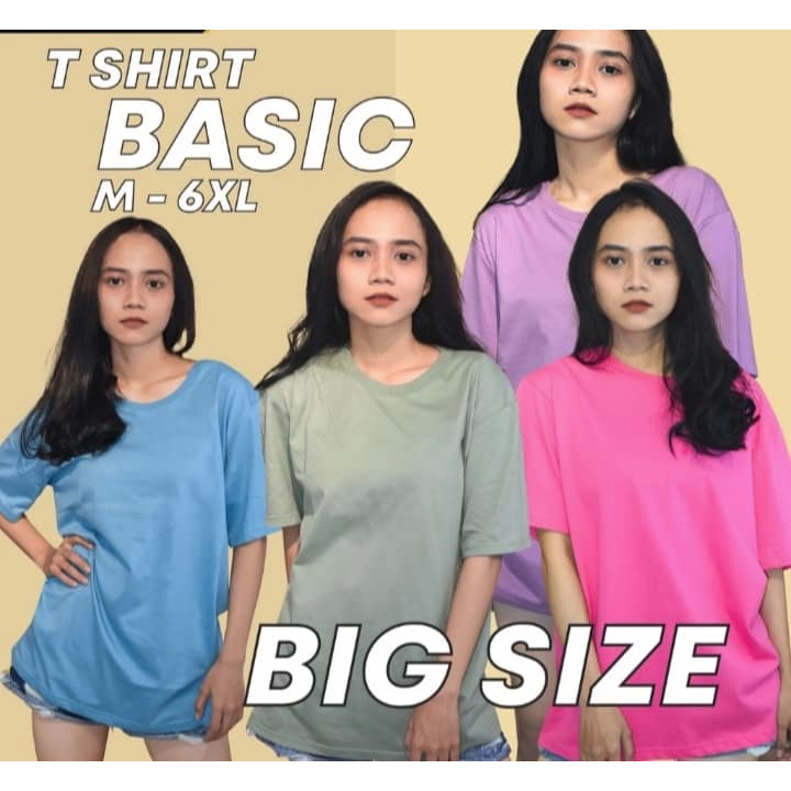 Kaos Polos Pendek Wanita Jumbo - Kaos Oblong Polos Cewek Oversize - Kaos Polos Bigsize - Kaos Cewek 