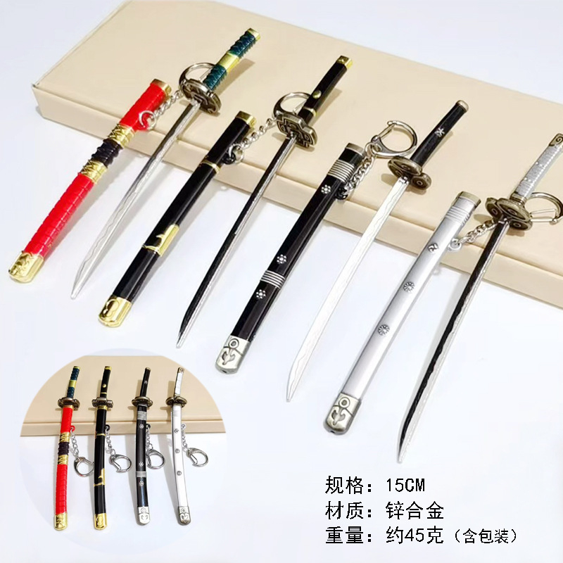 Gantungan Kunci Anime Roronoa Zoro Pedang Samurai / Miniatur Gantungan One Piece Katana Sword Pirate
