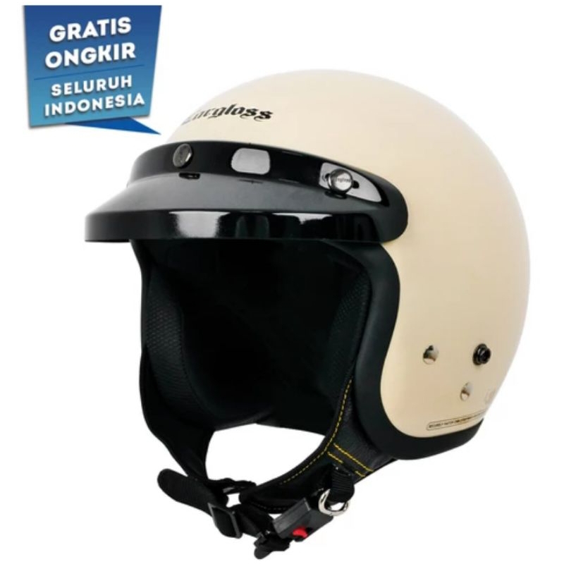 Helm Bogo Dewasa Full Leher Sni Retro Kaca Datar