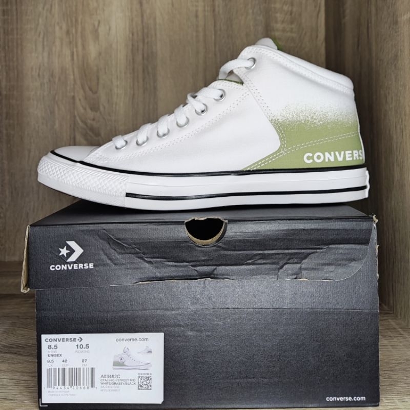 SEPATU CONVERSE CTAS HIGH STREET MID WHITE / GREEN / BLACK NEW ORI SIZE 42