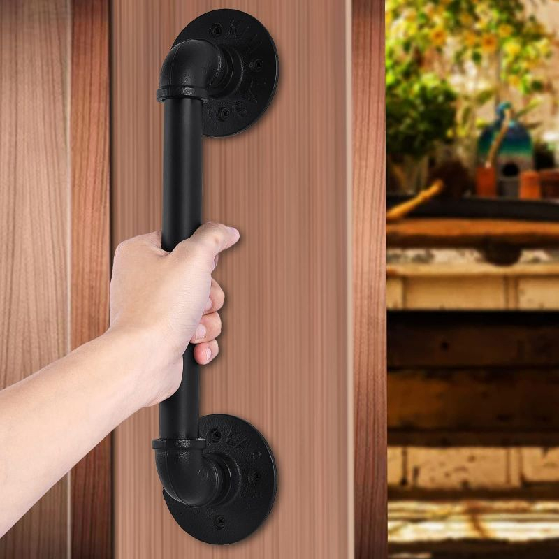 25/35Cm Handle Pintu Geser Industrial Gagang Pintu Besi Hitam Handle Besi Pintu Rumah