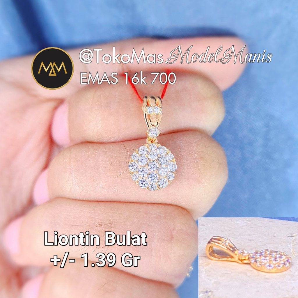 Liontin Bulat Diamond Looks Emas Kuning 700 kadar 16k