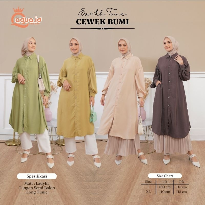 TUNIK CEWEK BUMI & KEMEJA BASIC SHIRT BY QADUA.ID