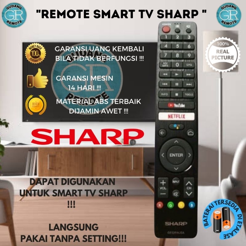 REMOT REMOTE TV SHARP SMART LED ANDROID GB326WJSA