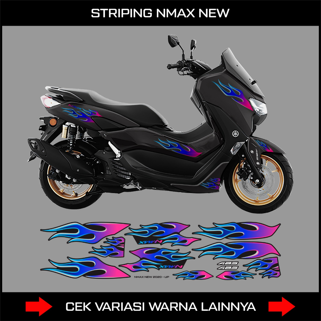 STIKER STRIPING API NMAN BARU / STICKER LIS VARIASI BODY MOTOR NMAX NEW 155 / STOCK DECAL YAMAHA ALL