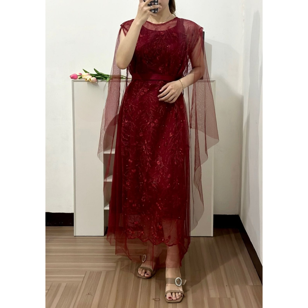 Dress Brukat Aura - Dress Fashion Wanita Premium / Dress Pesta Perempuan Modis Casual